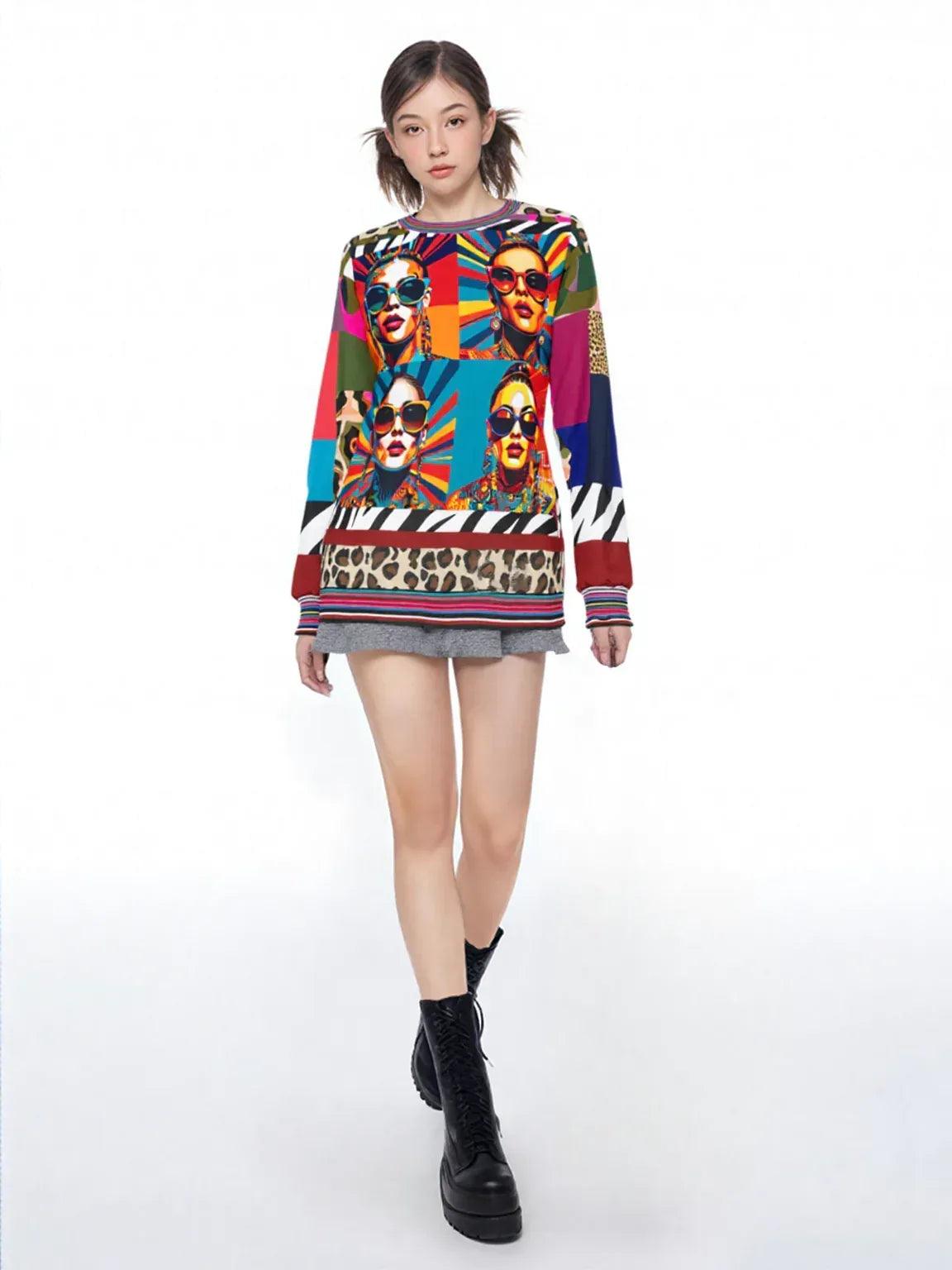 70s Rainbow Starburst Pop Star Colorblock Unisex Sweatshirt (Gold Label)