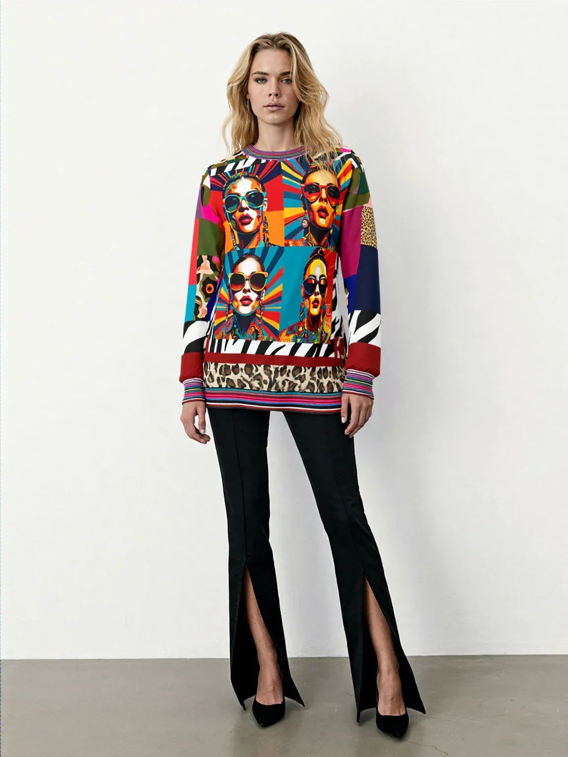 70s Rainbow Starburst Pop Star Colorblock Unisex Sweatshirt (Gold Label)