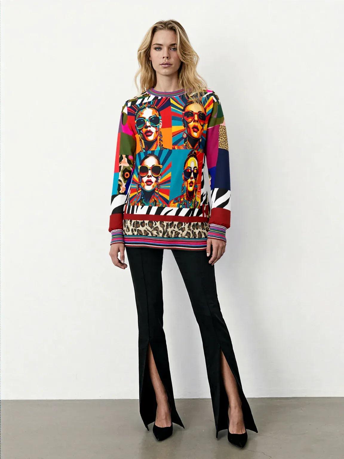 70s Rainbow Starburst Pop Star Colorblock Unisex Sweatshirt (Gold Label)
