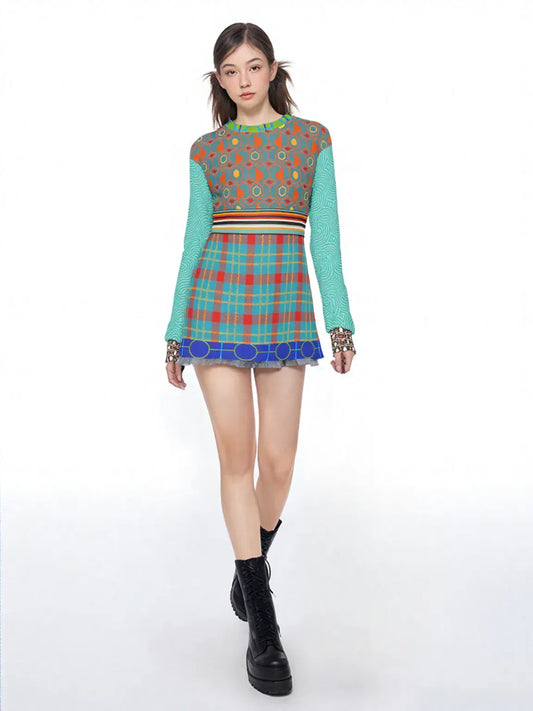 70s Retro Mixed Up Plaid Unisex Sweatshirt (Gold Label)