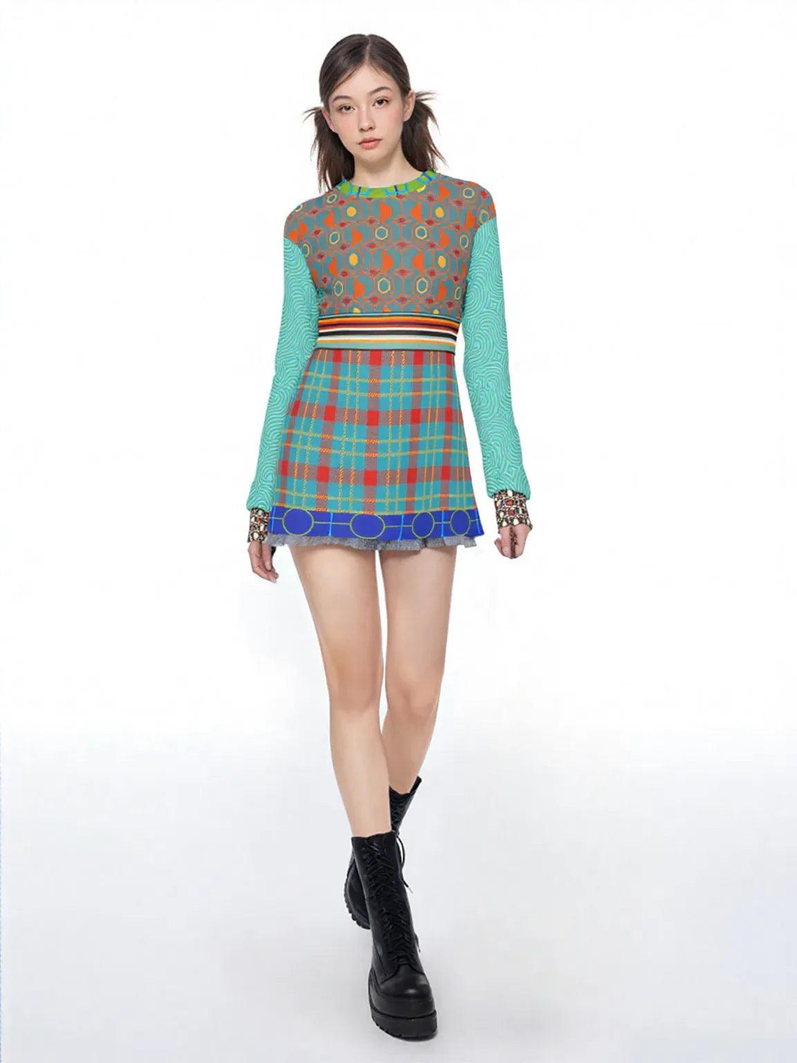 70s Retro Mixed Up Plaid Unisex Sweatshirt (Gold Label)