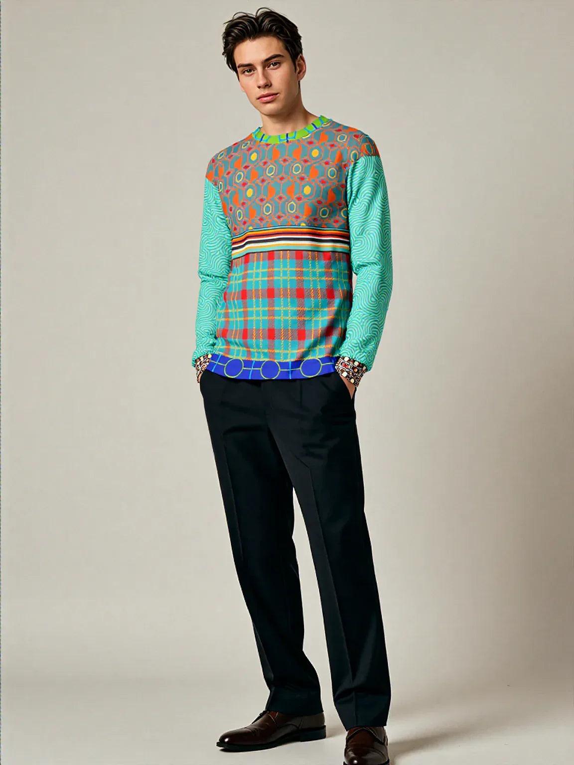 70s Retro Mixed Up Plaid Unisex Sweatshirt (Gold Label)