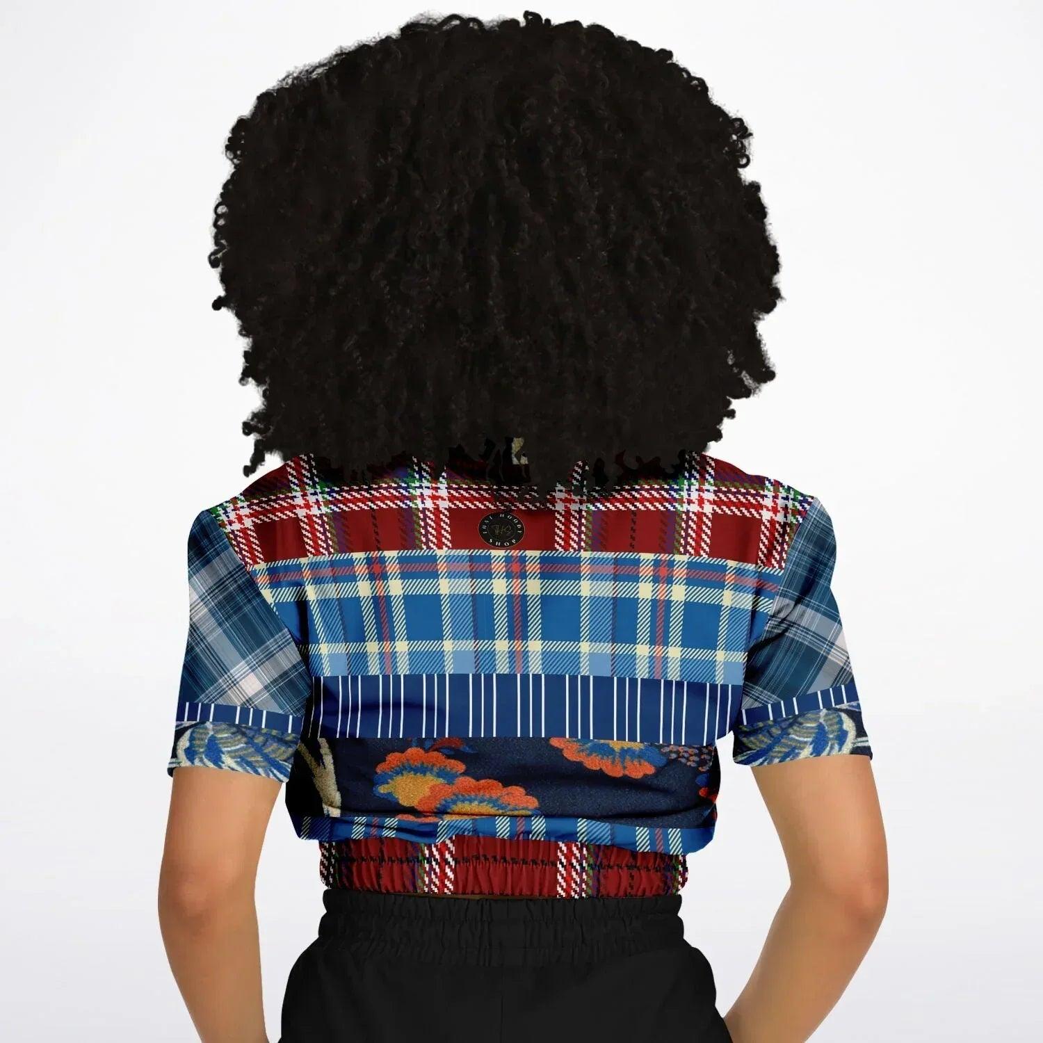Andromeda Blue Plaid Cropped Sweater Pullover