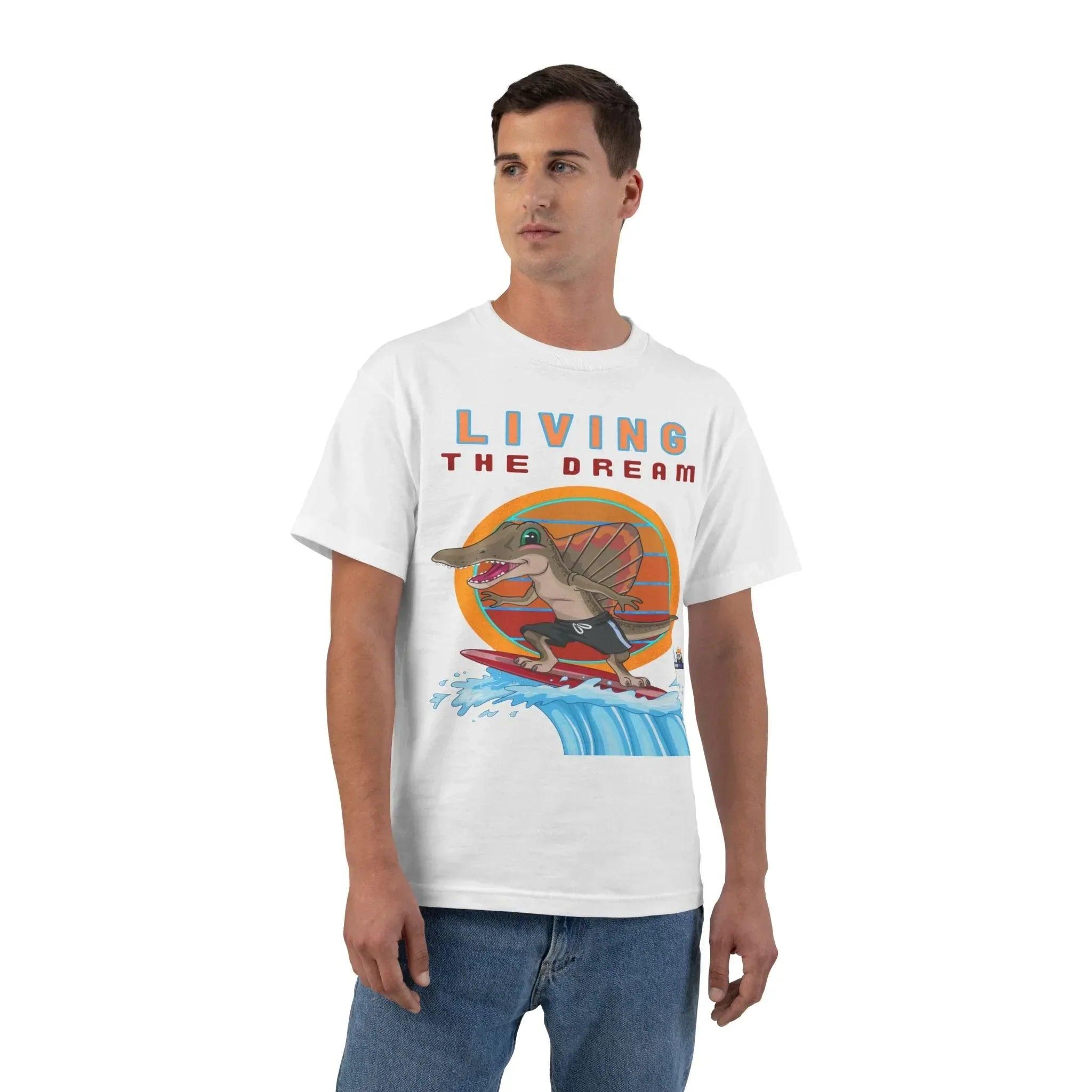 Living the Dream Dinosaur Surfer Heavyweight Tee