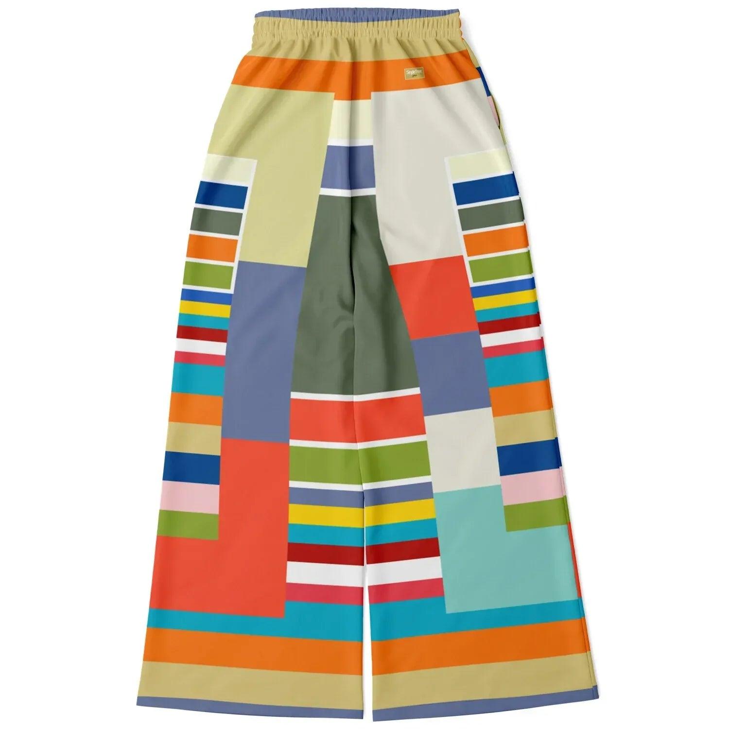 76 United Colorblock Pastel Stripe Eco-Poly Wide Leg Pants