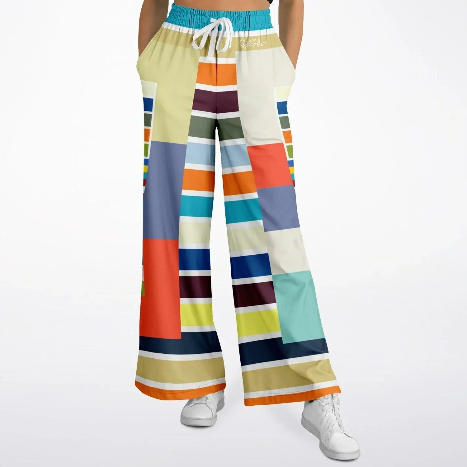 76 United Colorblock Stripe Eco-Poly Wide Leg Pants