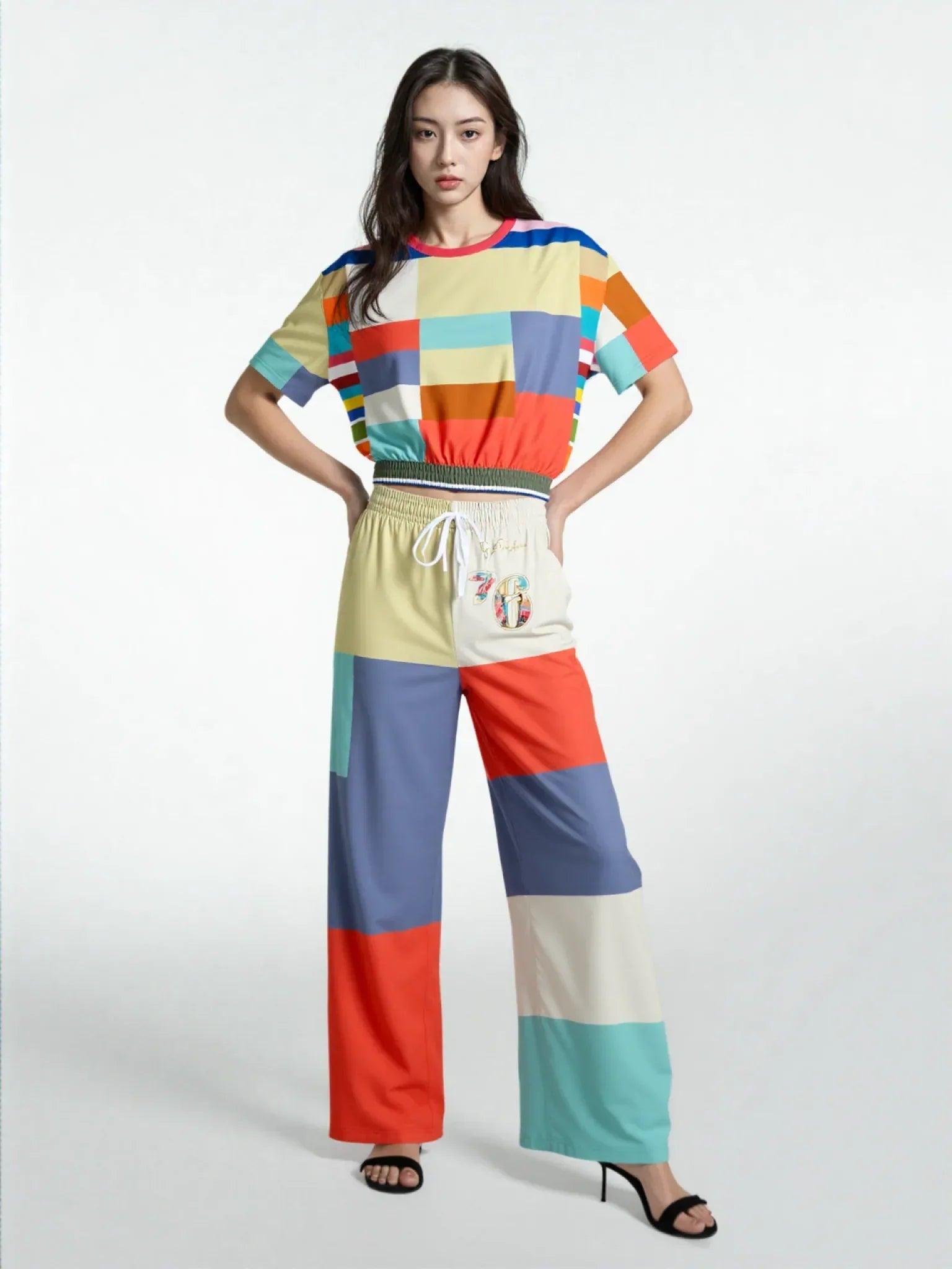 76 United Colorblock Eco-Poly Short Sleeve Cropped Pullover