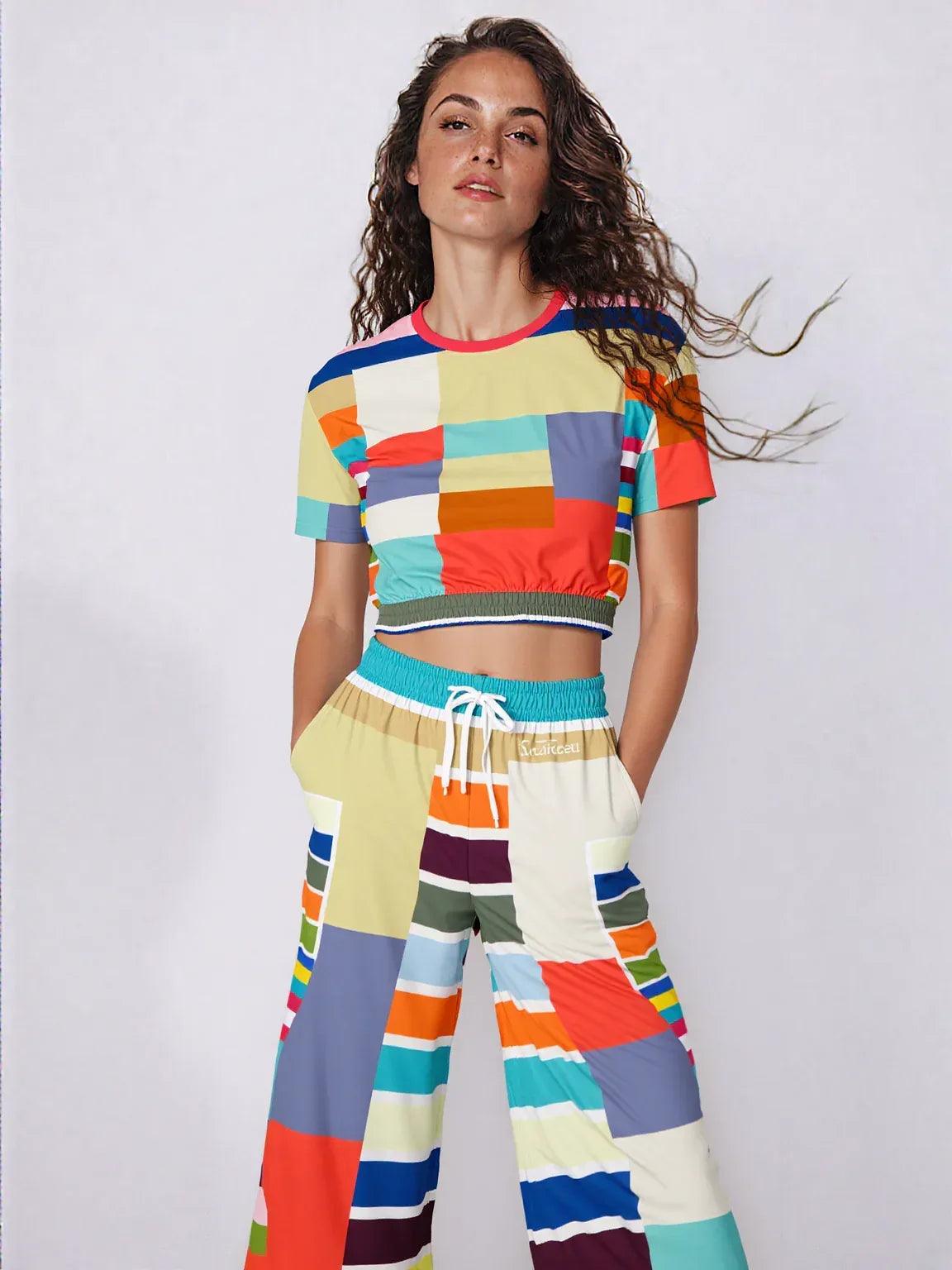 76 United Colorblock Eco-Poly Short Sleeve Cropped Pullover