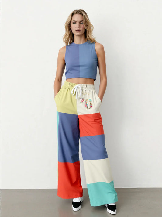 76 United Colorblock Eco-Poly Wide Leg Pants