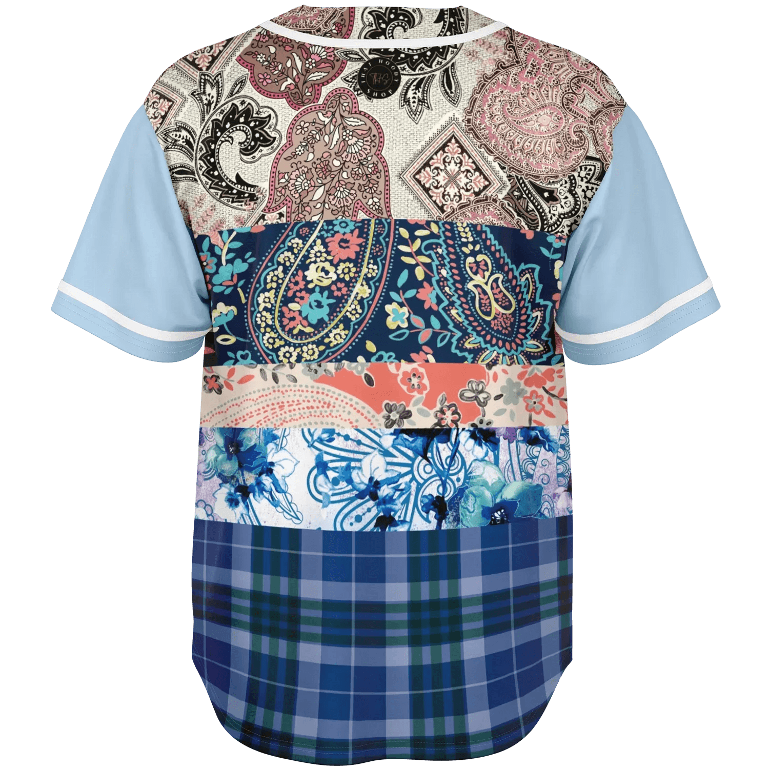 Dolores Park Paisley Print Short Sleeve Eco-Poly Baseball Jersey
