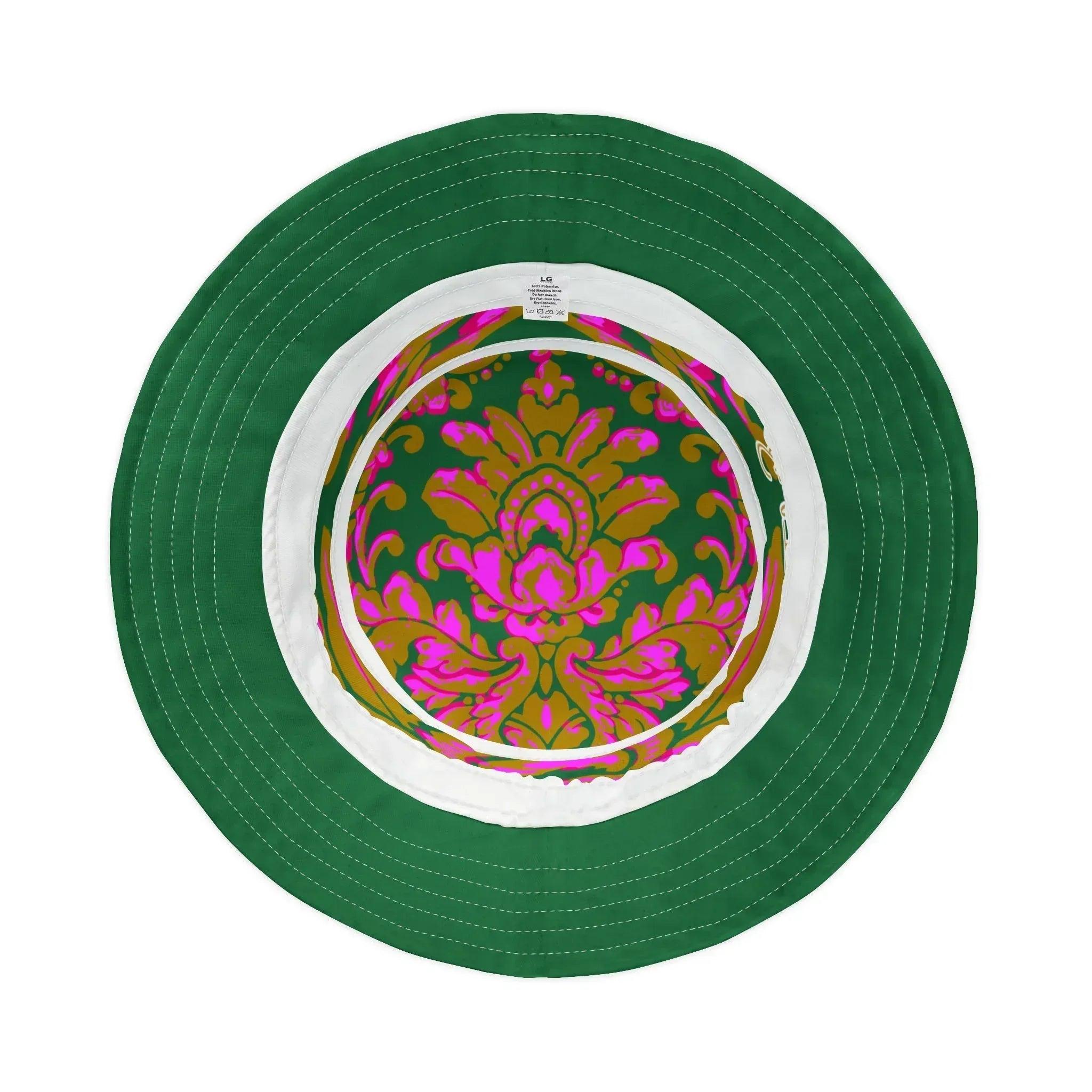 Fleur de Lis in Pink and Green Vibrant Bucket Hat