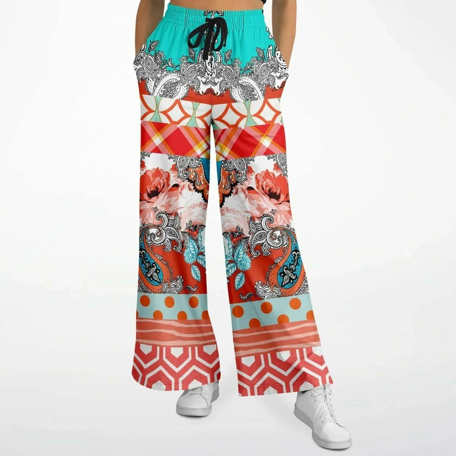 Coral Springs Hippie Patchwork Eco-Poly Patchwork Wide Leg Pants