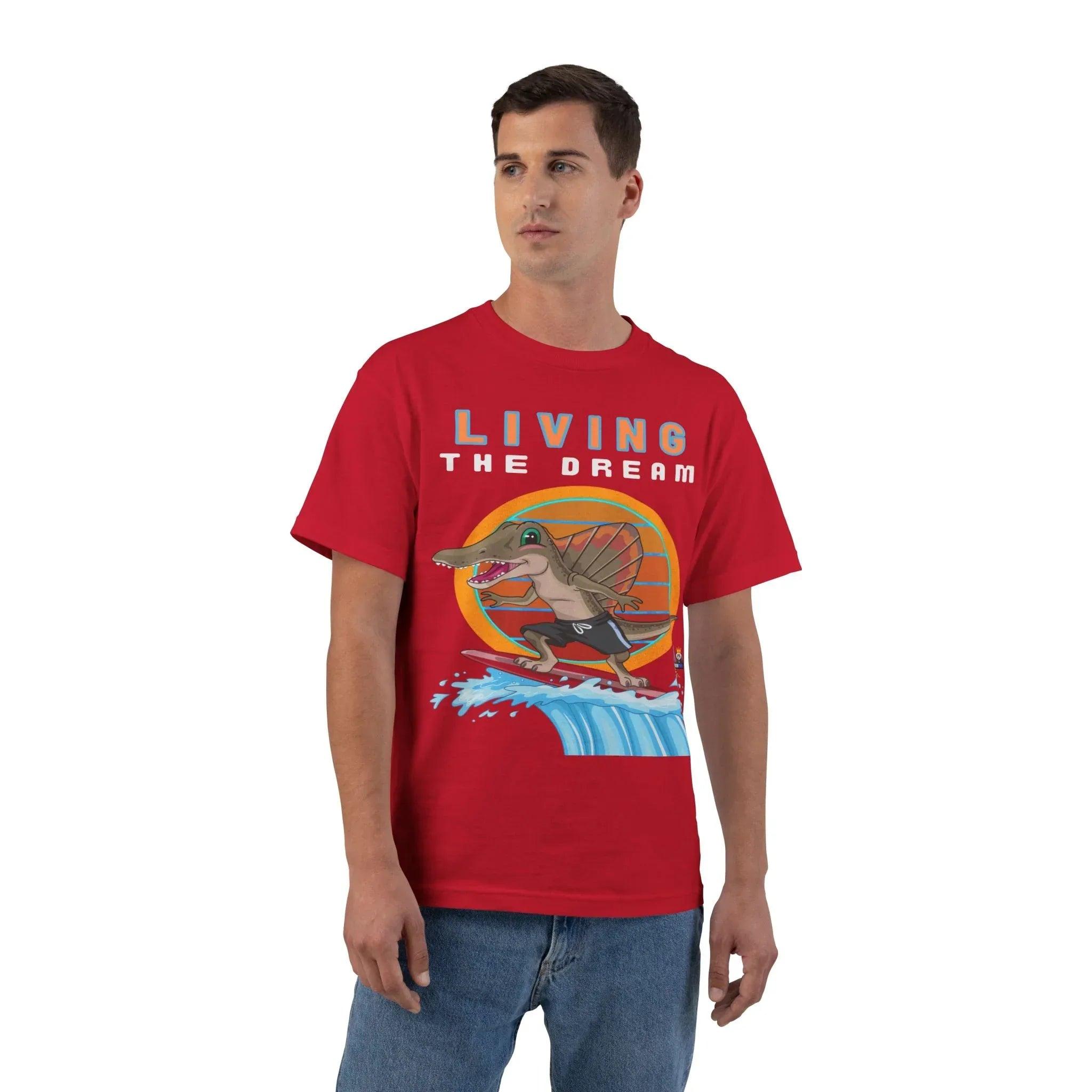 Living the Dream Dinosaur Surfer Heavyweight Tee