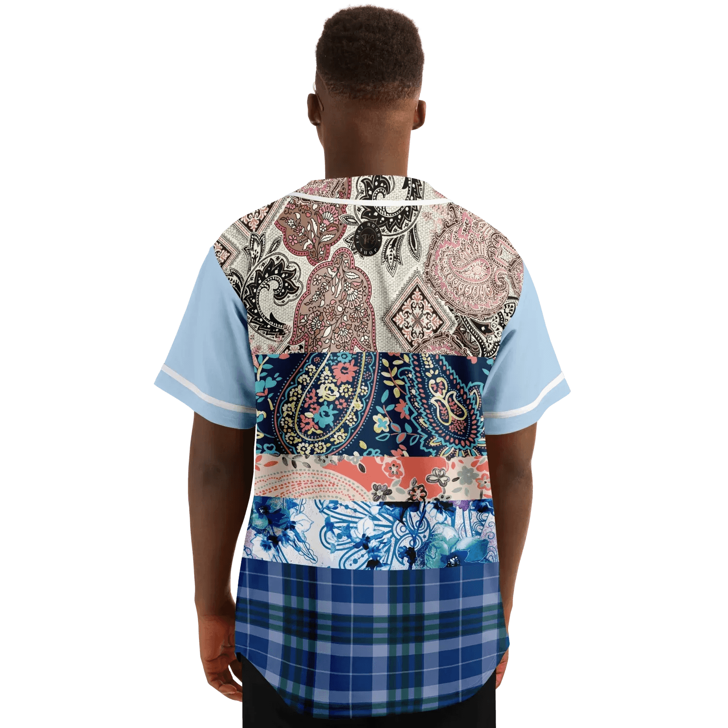 Dolores Park Paisley Print Short Sleeve Eco-Poly Baseball Jersey
