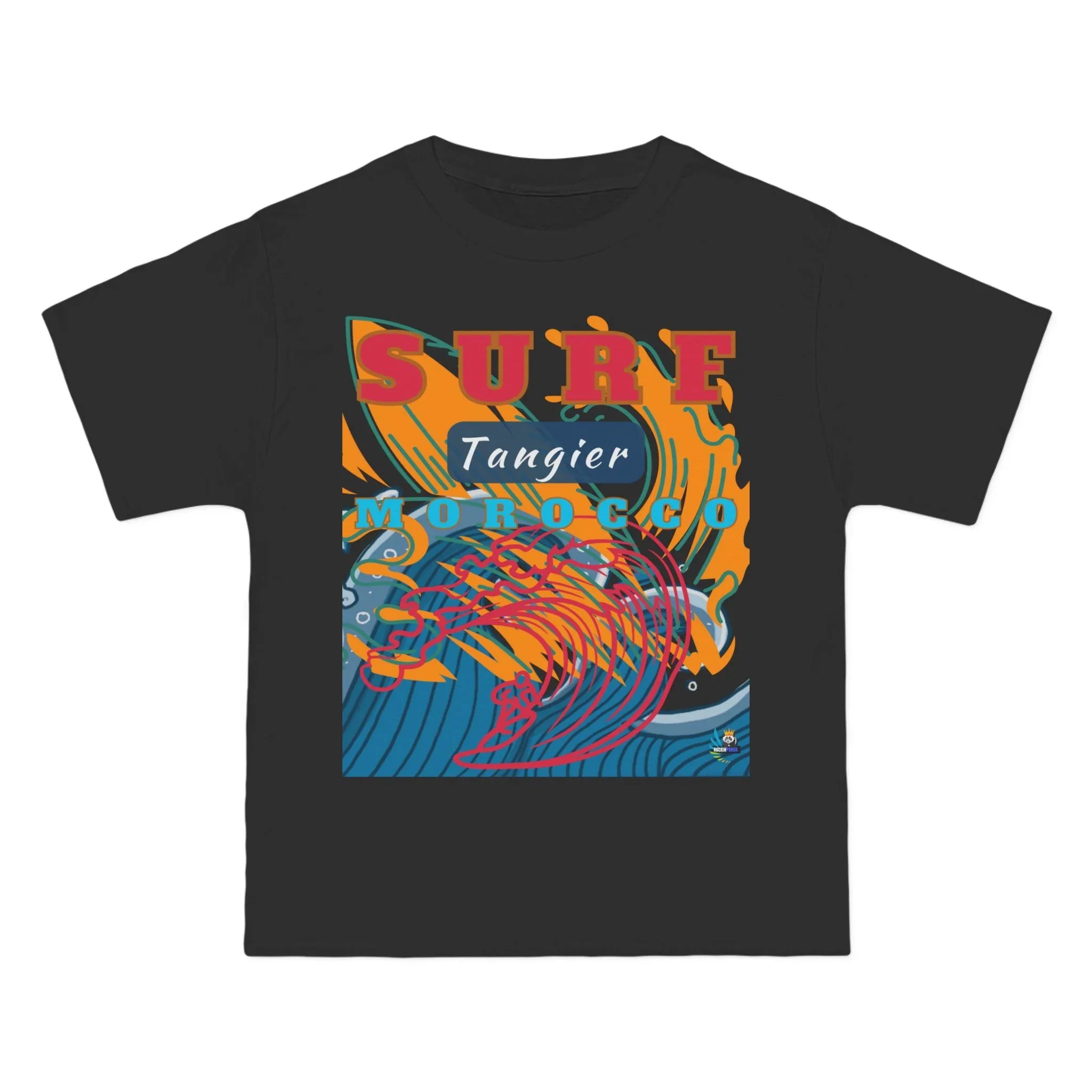 Black t-shirt with colorful &