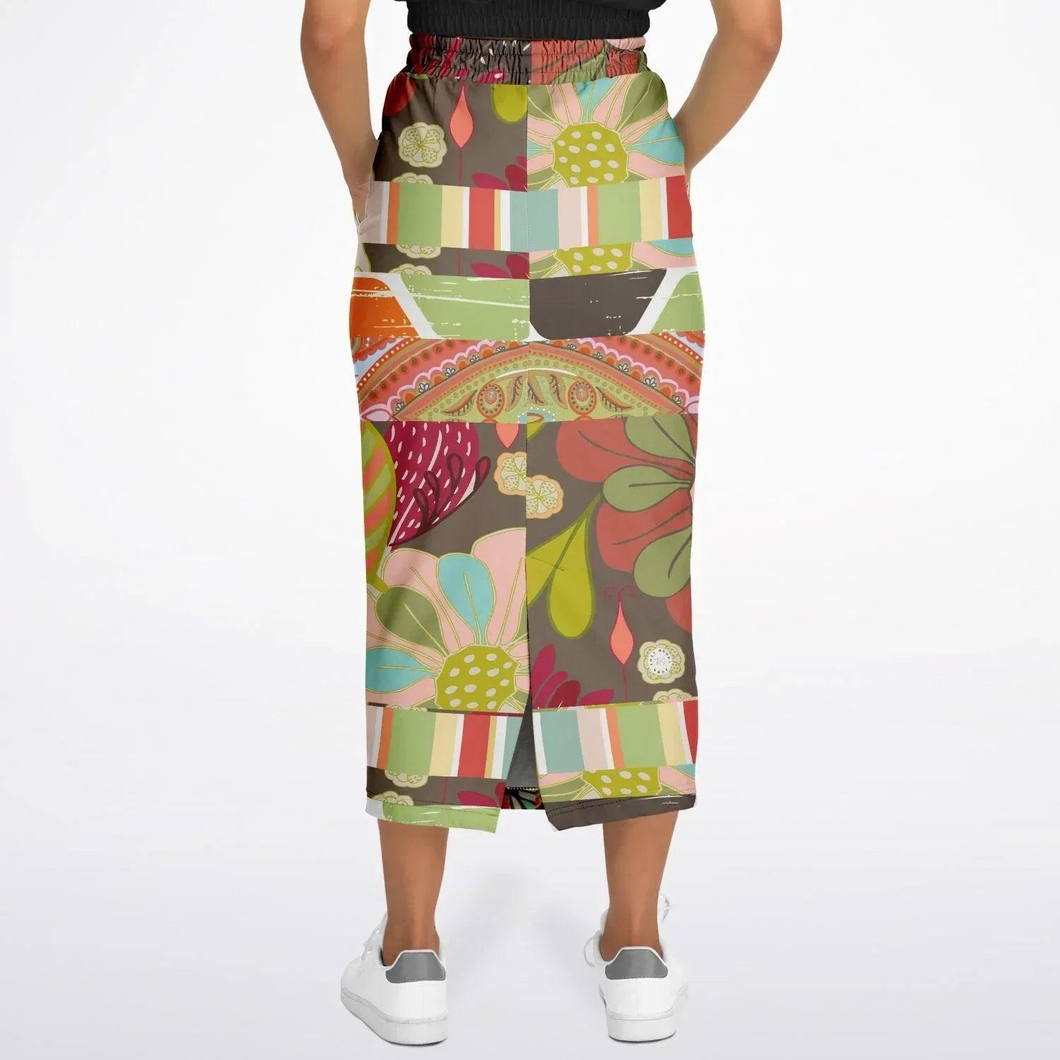 Wyatt Earth Retro 70s Paisley Print Eco-Poly Long Pocket Skirt