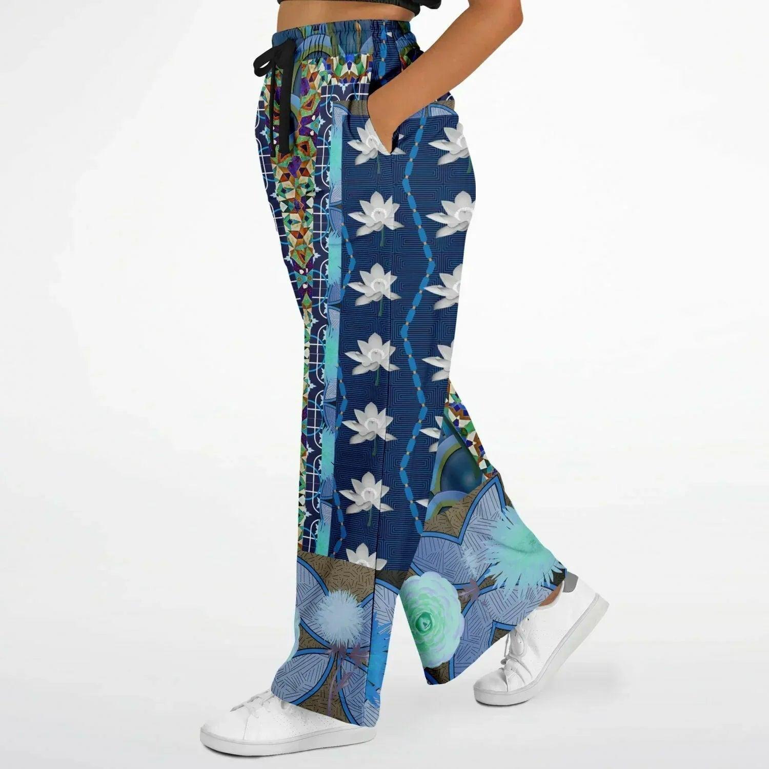 Dahlia Lama Lotus Flower Eco-Poly Wide Leg Pants