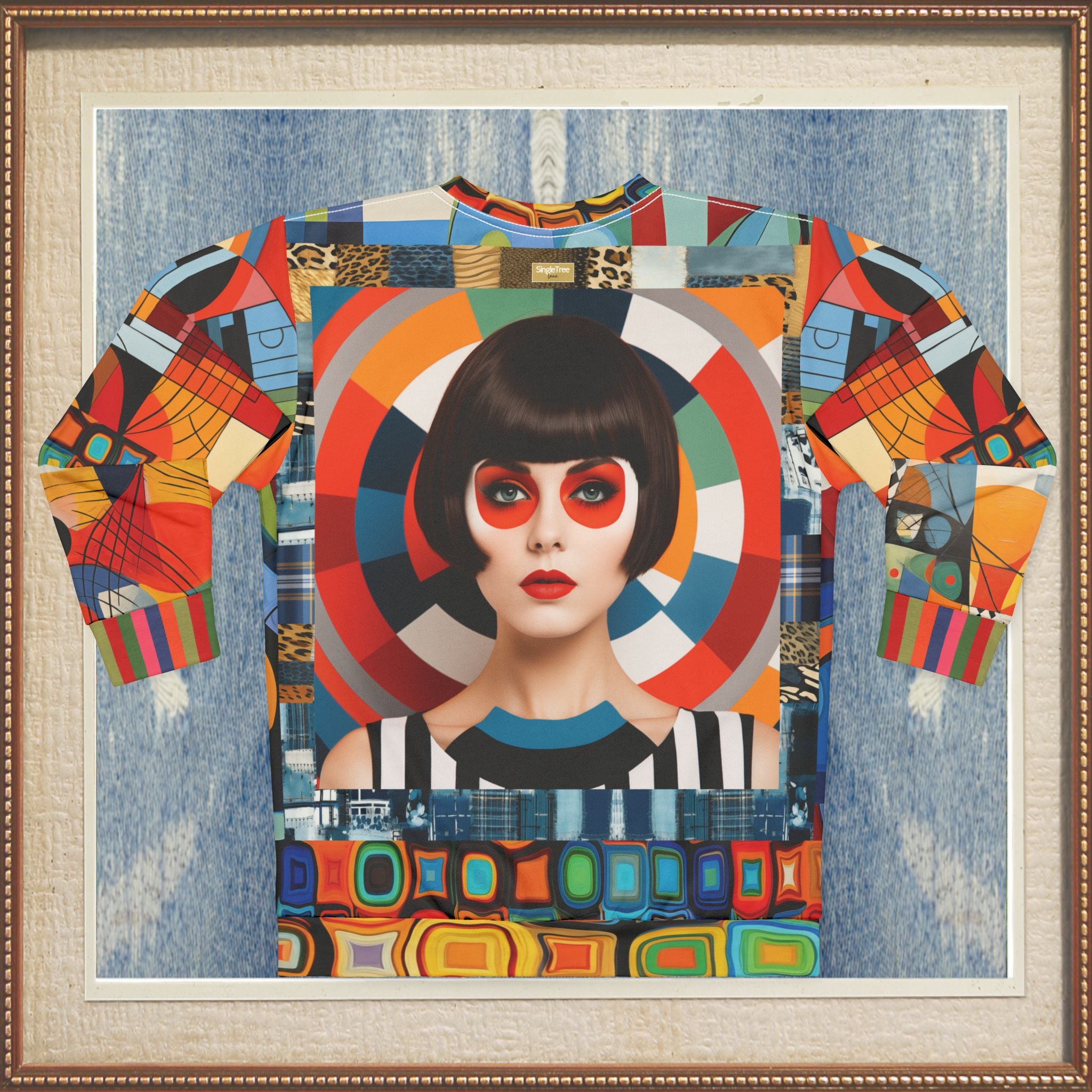 Bulls Eye Beatnik Girl Abstract Print Unisex Sweatshirt (Gold Label)