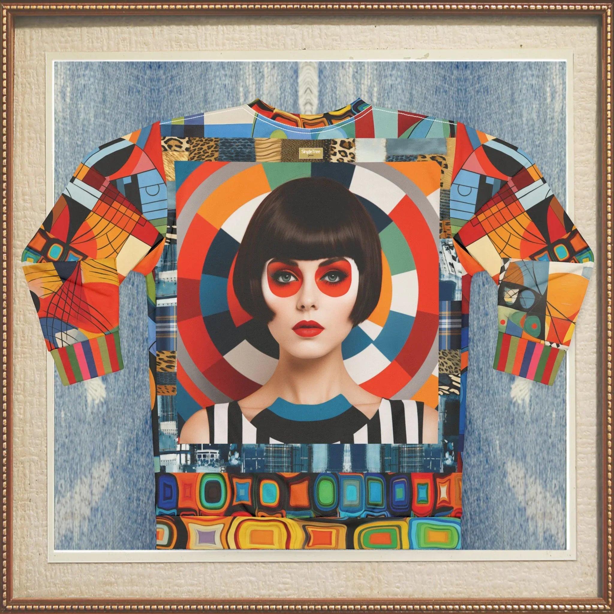 Bulls Eye Beatnik Girl Abstract Print Unisex Sweatshirt (Gold Label)