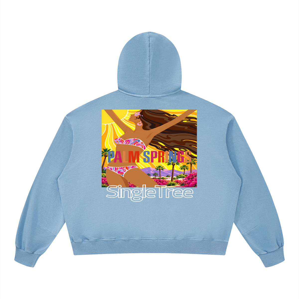 Here Comes the Sun Palm Springs Unisex Boxy Vintage Washed Hoodie