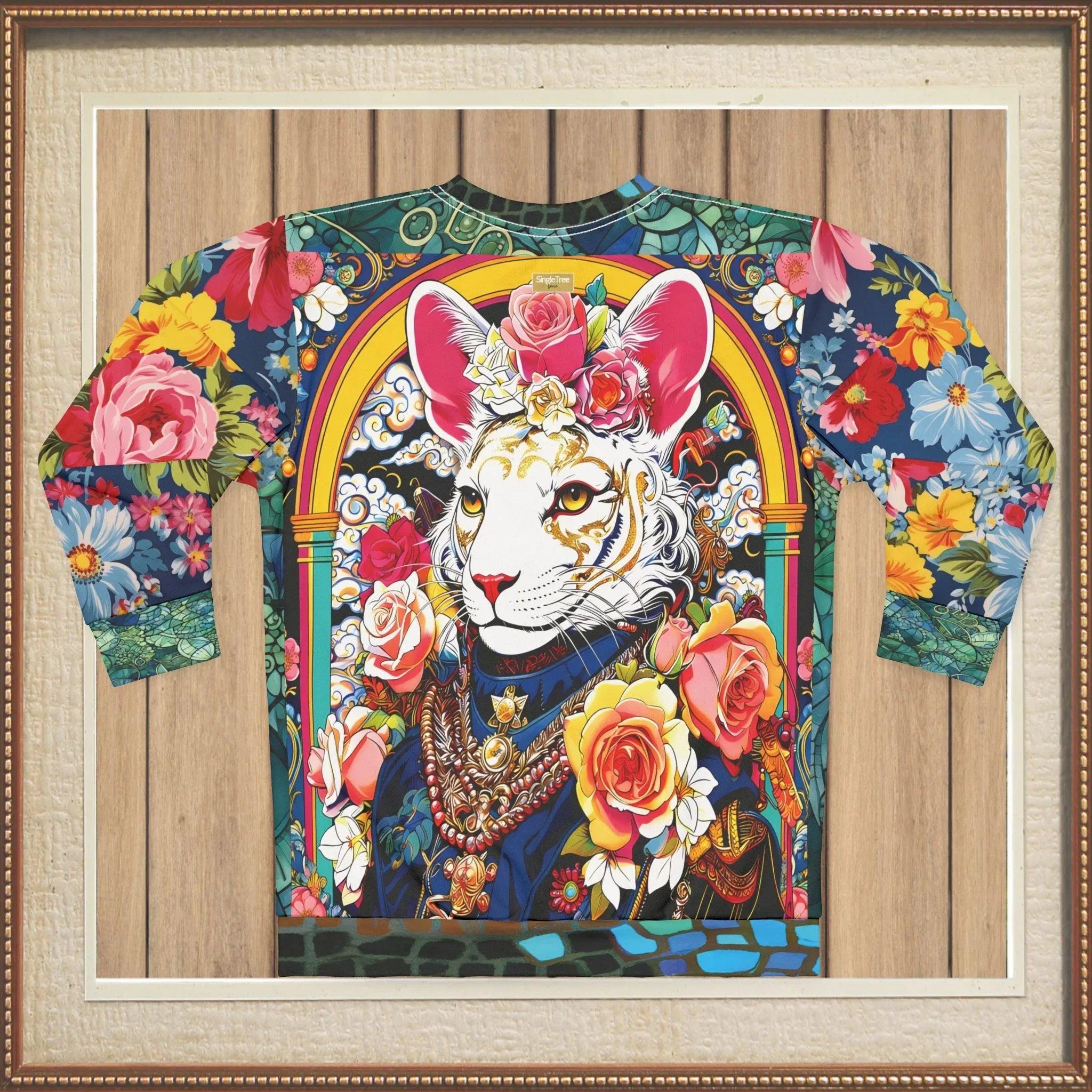 Emperor Cat in Rose Floral Unisex Sweatshirt (Gold Label)