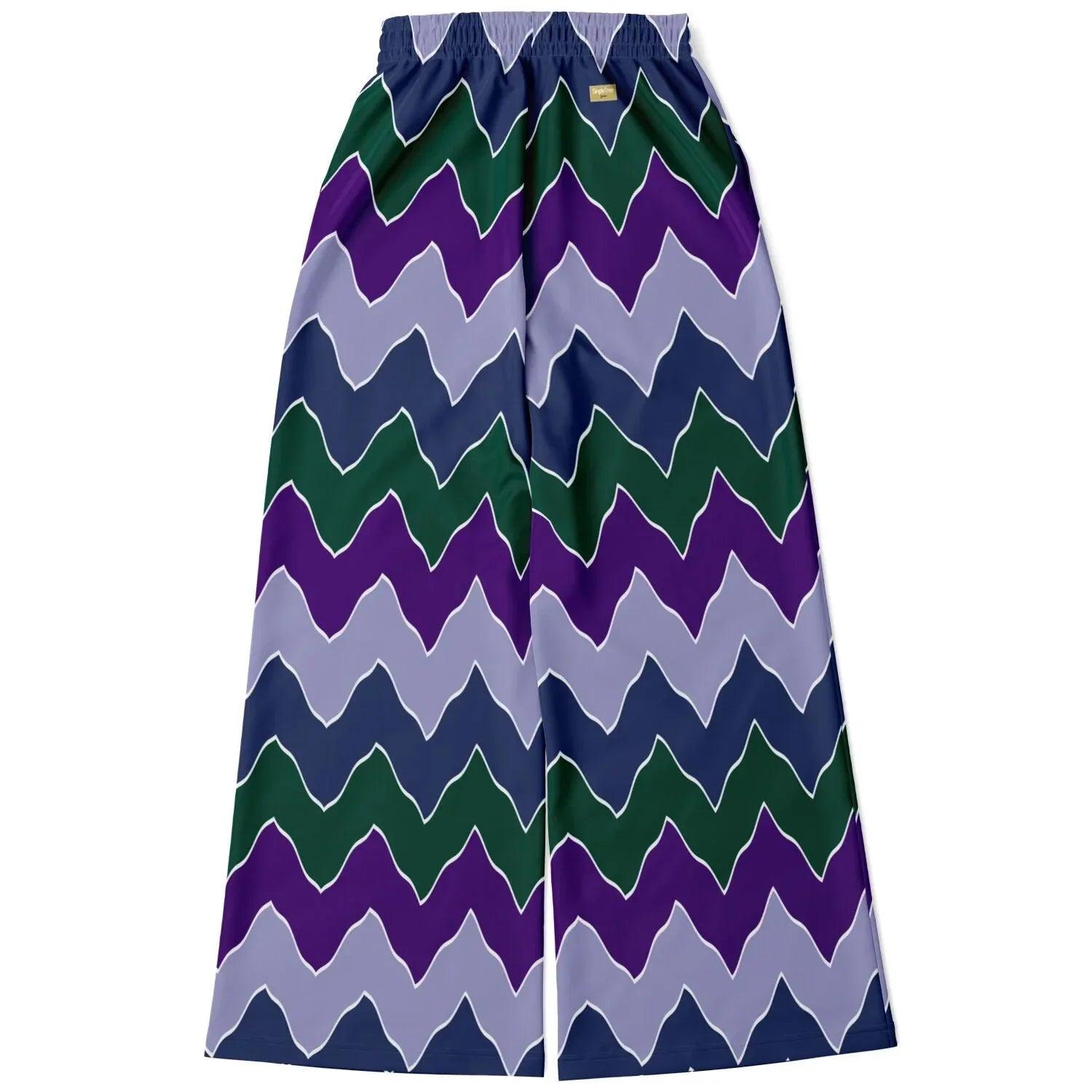 Purple Crush Chevron Flame Stripe Eco-Poly Wide Leg Pants
