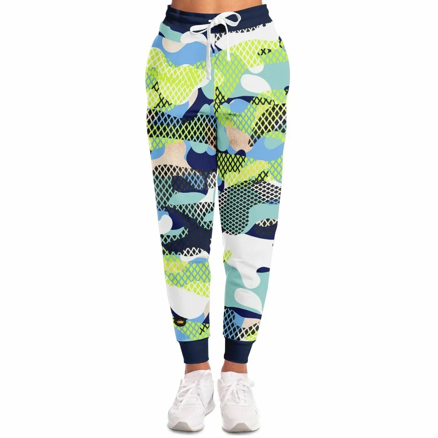 Blue and Lime Eco-Poly Camo Joggers