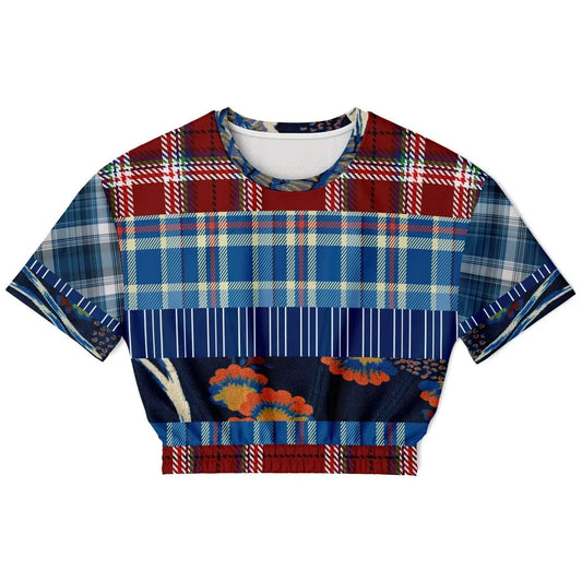 Andromeda Blue Plaid Cropped Sweater Pullover