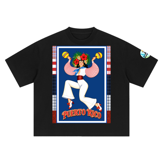 Spirit of Puerto Rico - Maracas Girl Boxy Oversized Unisex T-Shirt