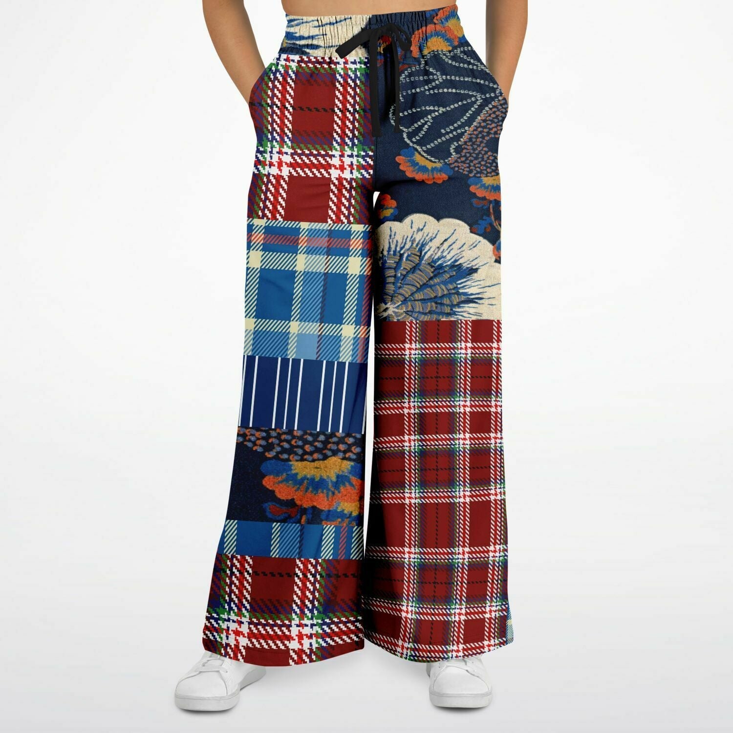 Andromeda Blue Hobo Patchwork Print Eco-Poly Wide Leg Pants