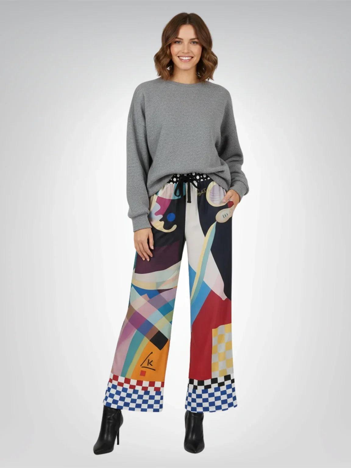 Composition in Nines - Kandinsky - Eco-Poly Wide Leg Pants