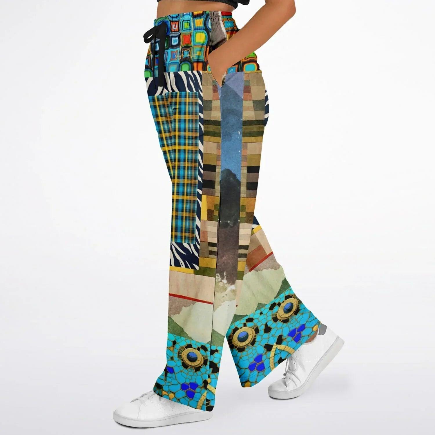 Forest Fowl in the Garden of Eden - Klee - Abstract Geo Eco-Poly Wide Leg Pants