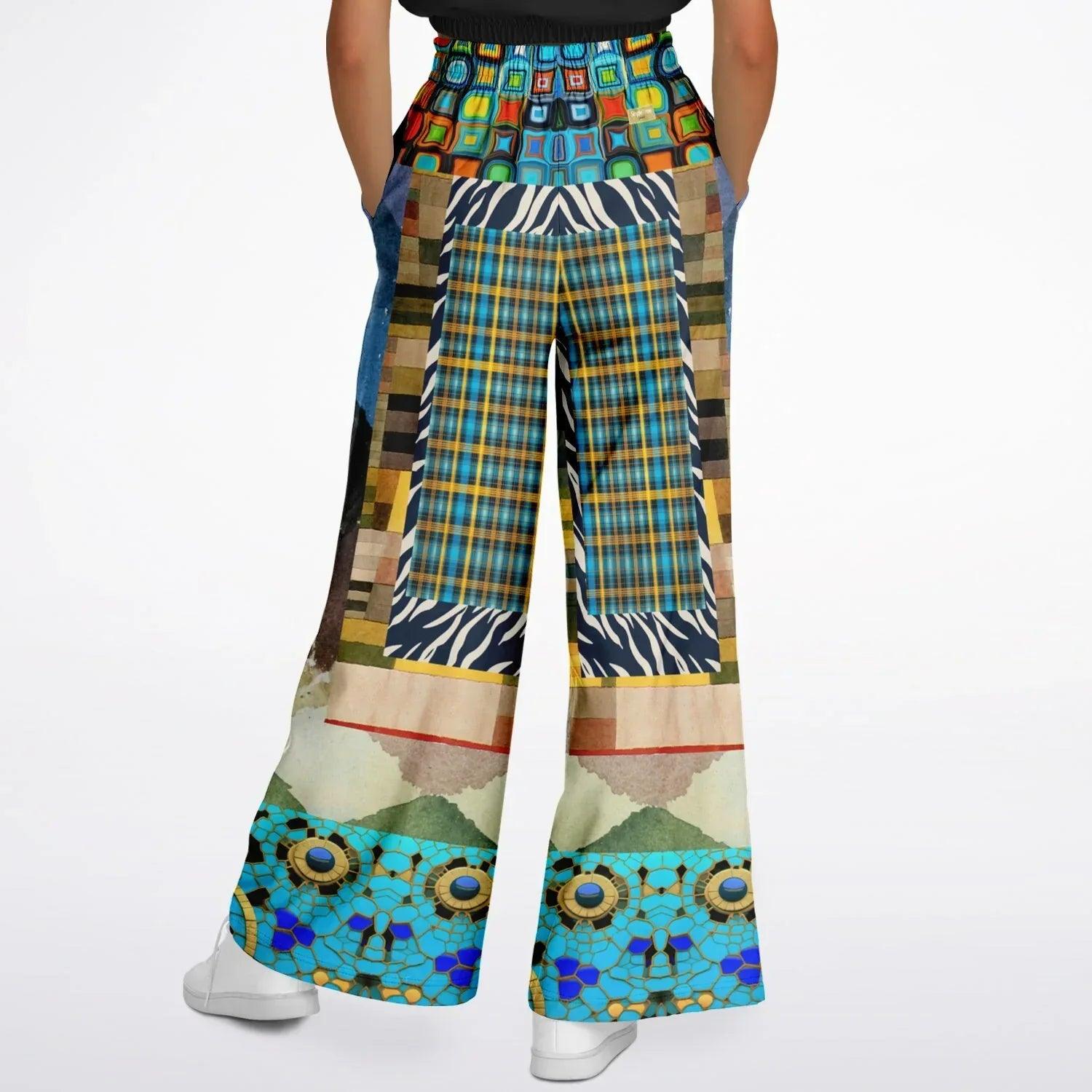 Forest Fowl in the Garden of Eden - Klee - Abstract Geo Eco-Poly Wide Leg Pants