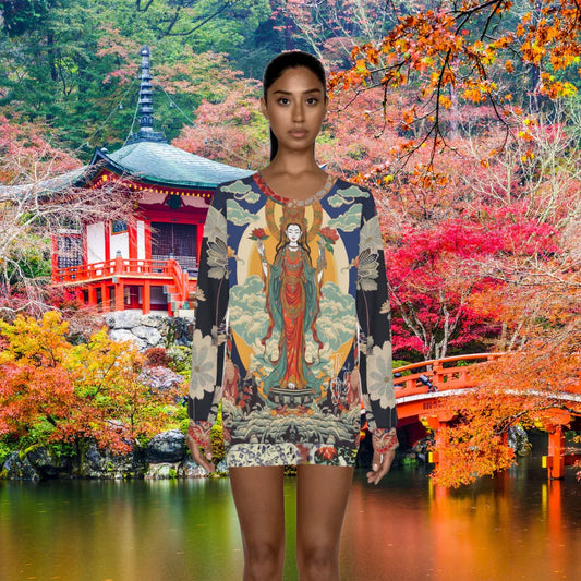 Guan Yin Compassion Goddess in Blue Unisex Sweatshirt (Gold Label)