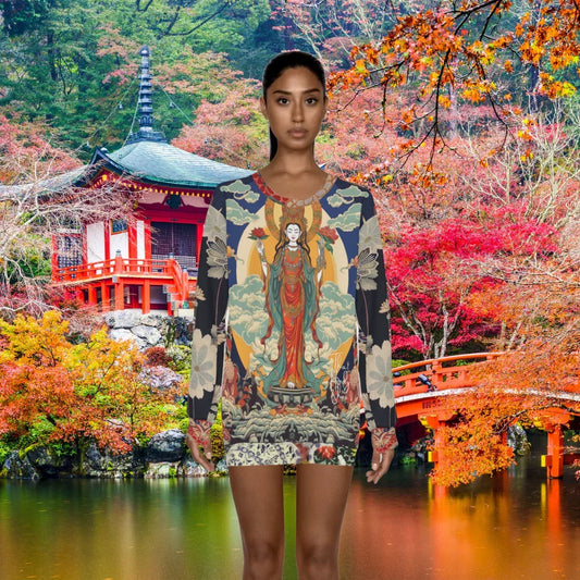 Guan Yin Compassion Goddess in Blue Unisex Sweatshirt (Gold Label)