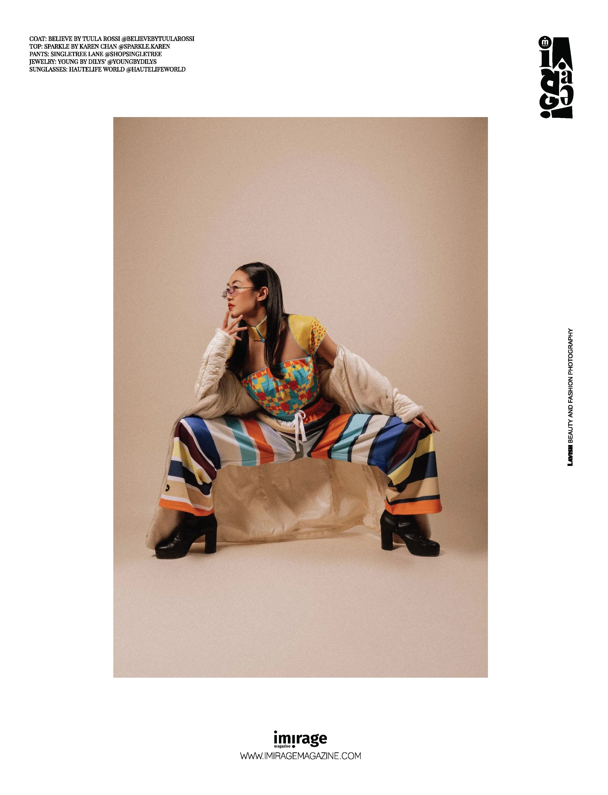 California Beach Girl Rugby Stripe Eco-Poly Wide Leg Pants