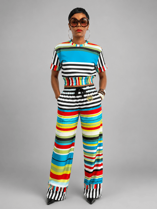 Everglades Jailhouse Stripe Eco-Poly Short Sleeve Cropped Pullover