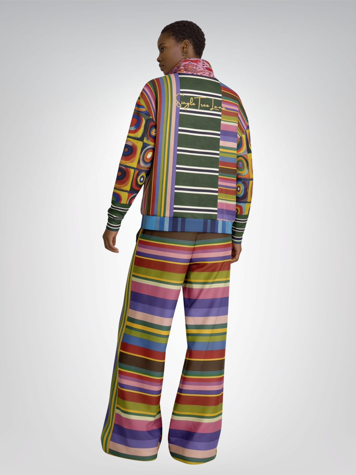 Striped in Silence Rugby Stripe Heavyweight Oversized Quarter Zip Sweatshirt