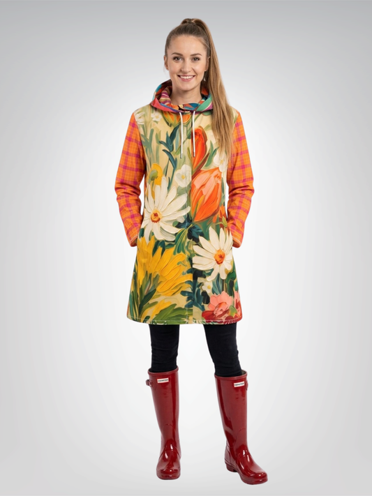 Sunny Butterfly Bloom Womens Hooded Rain Jacket