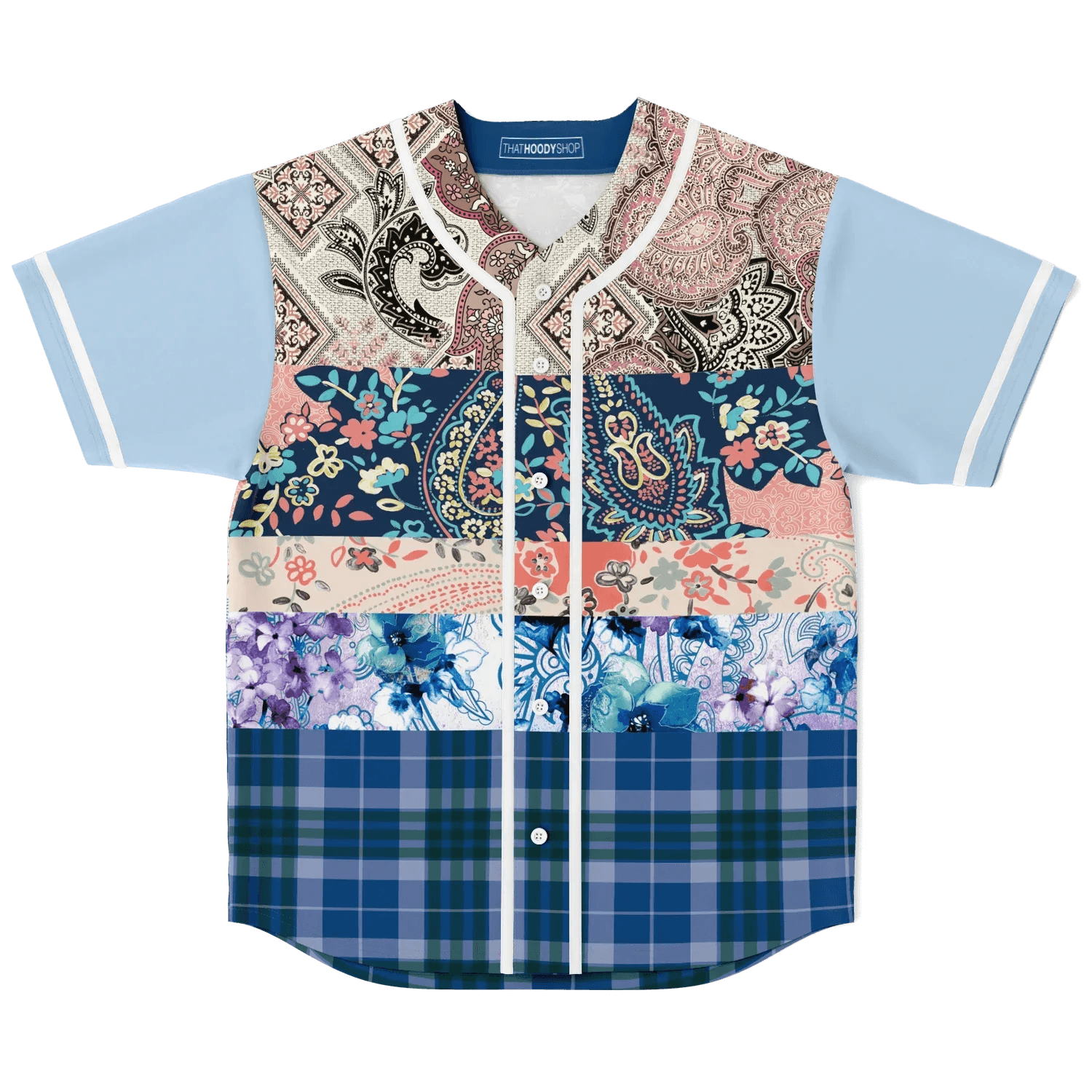 Dolores Park Paisley Print Short Sleeve Eco-Poly Baseball Jersey