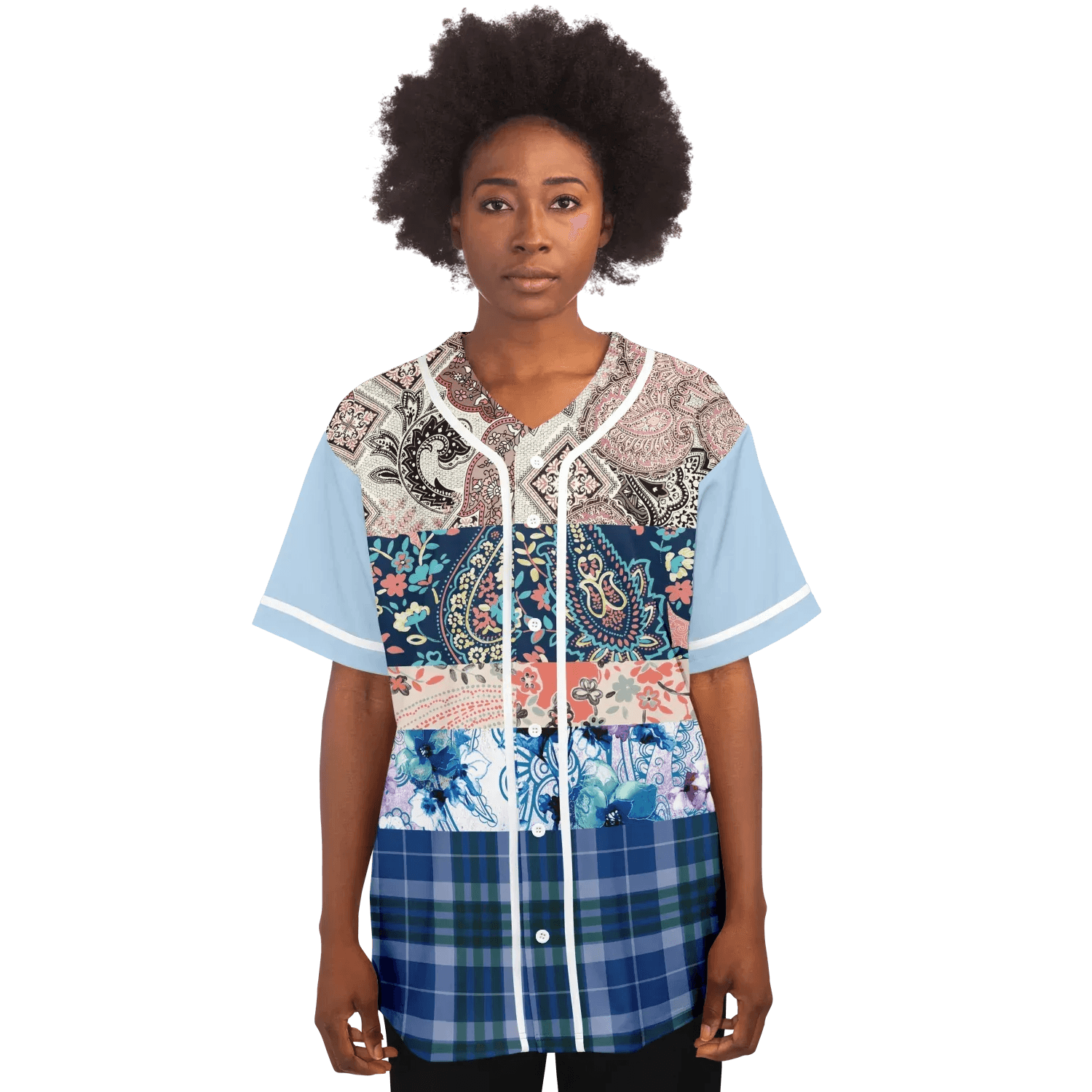 Dolores Park Paisley Print Short Sleeve Eco-Poly Baseball Jersey
