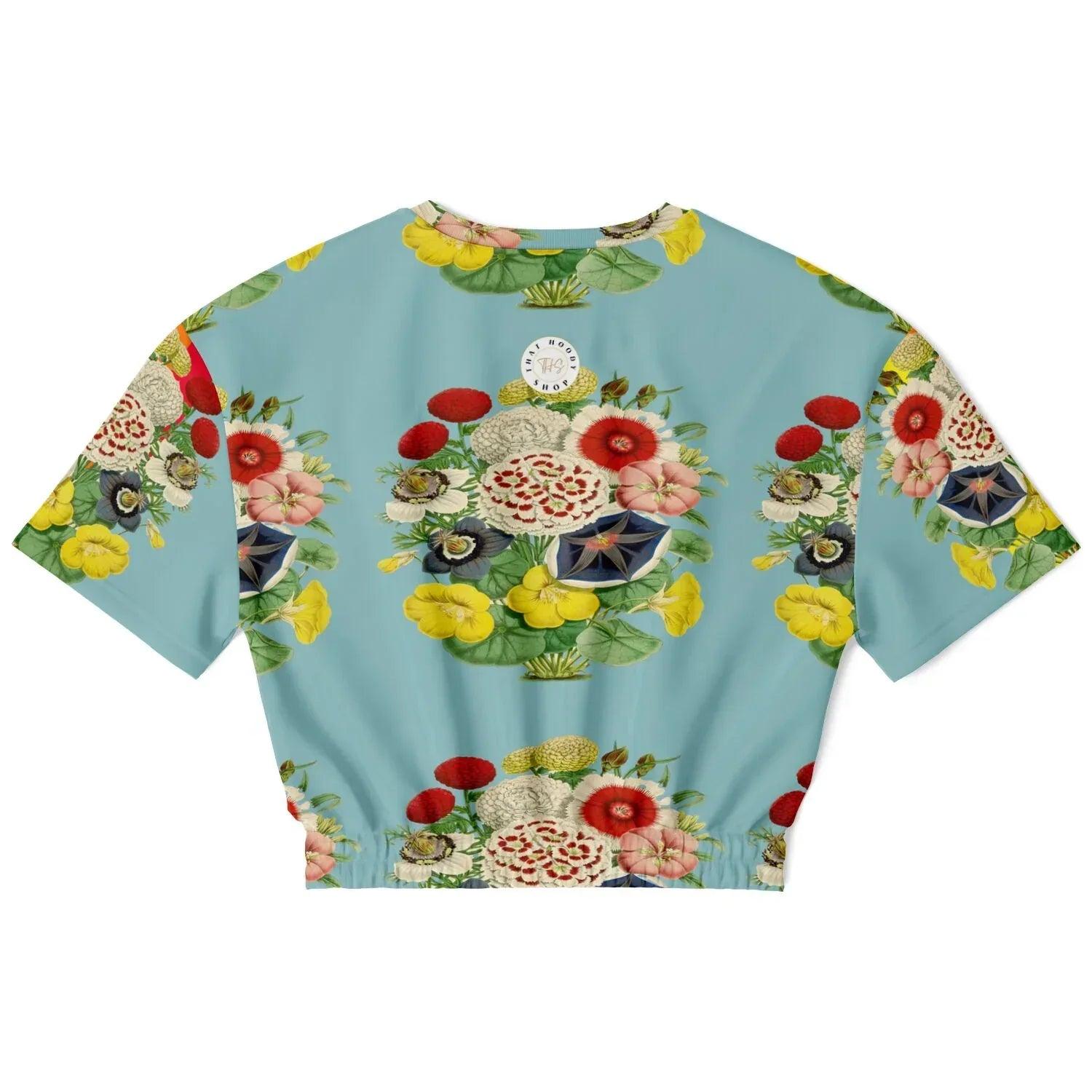 Life in Technicolor Rainbow Stripe Eco-Poly Short Sleeve Cropped Pullover
