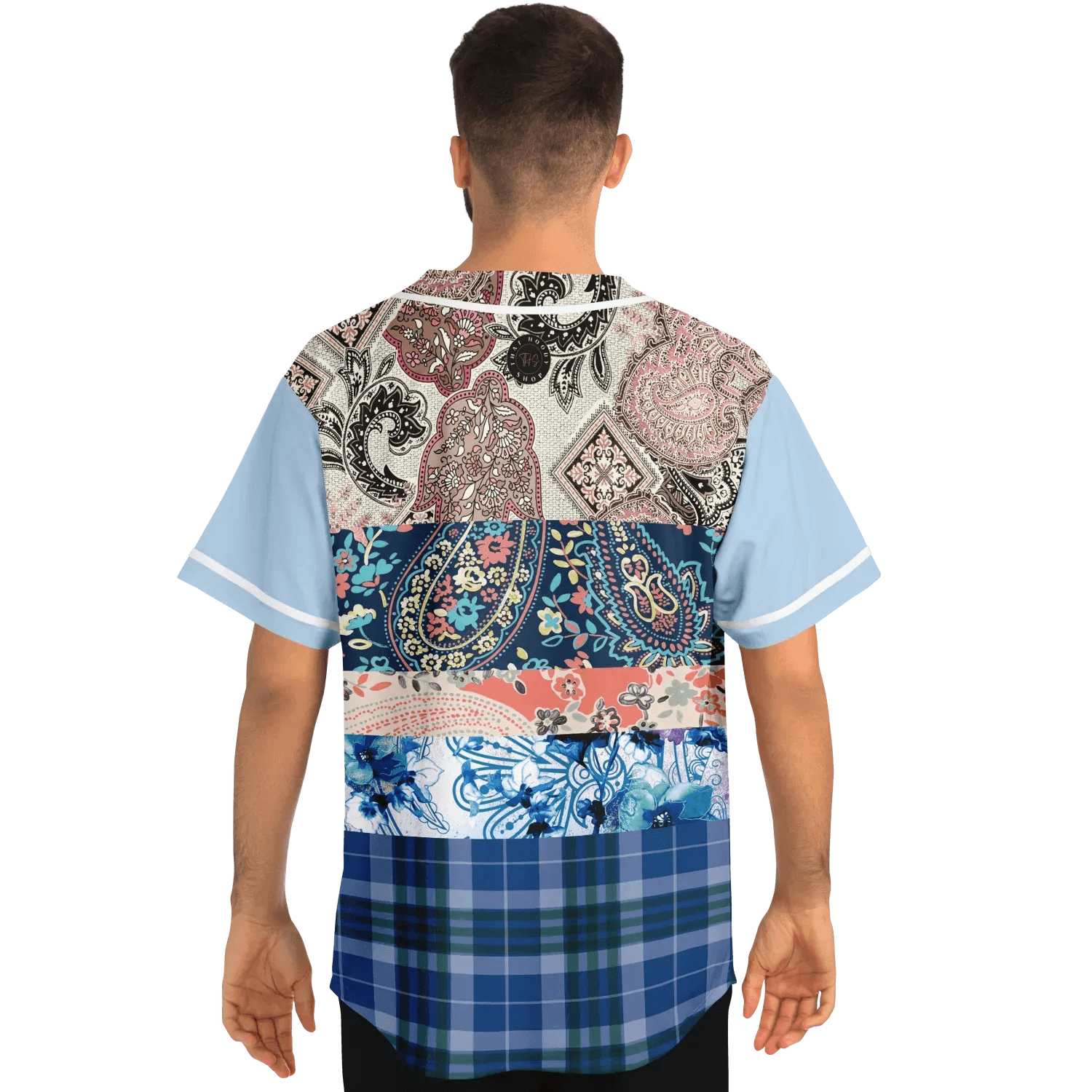 Dolores Park Paisley Print Short Sleeve Eco-Poly Baseball Jersey