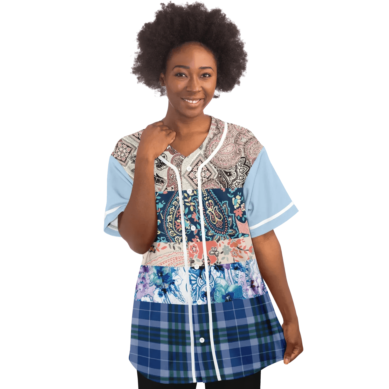 Dolores Park Paisley Print Short Sleeve Eco-Poly Baseball Jersey