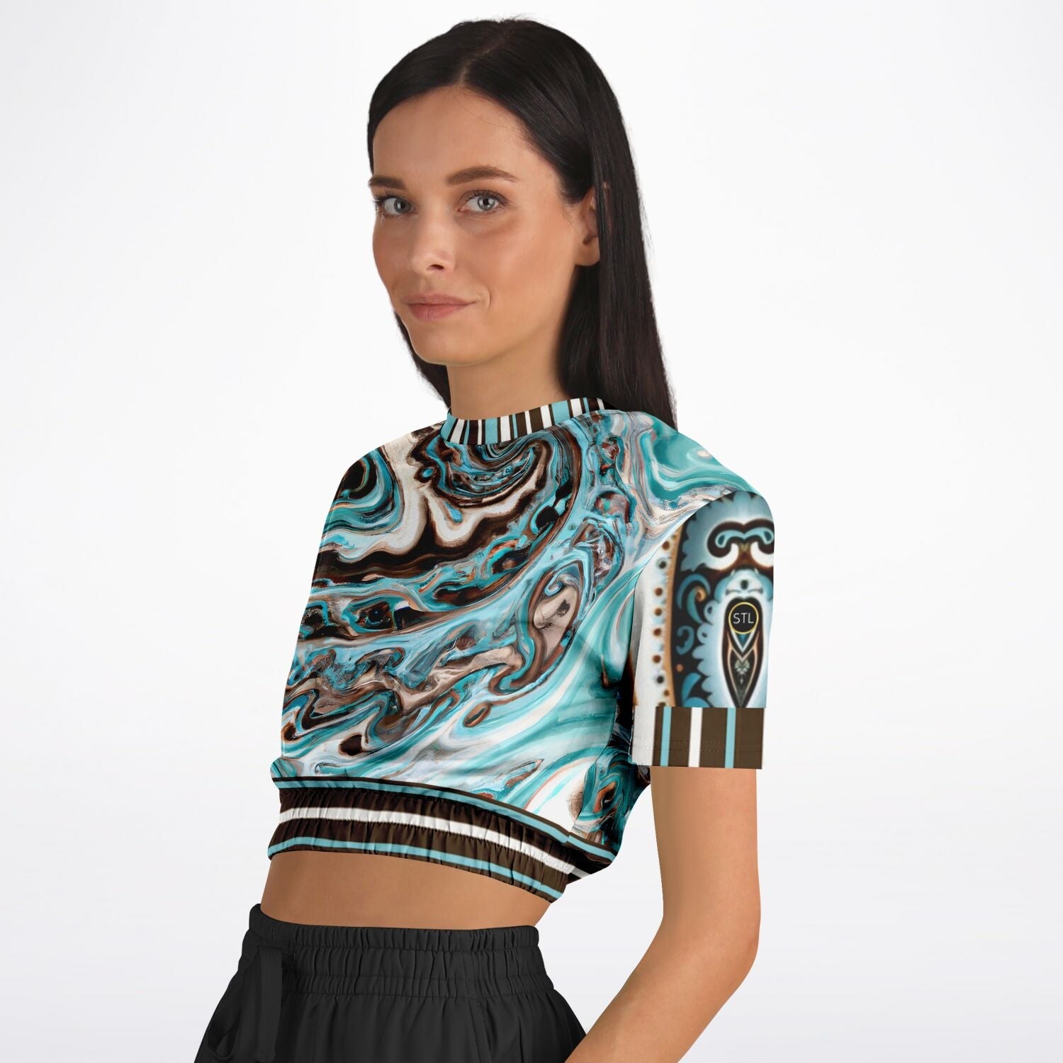 Turk and Caicos Eco-Poly Short Sleeve Cropped Pullover