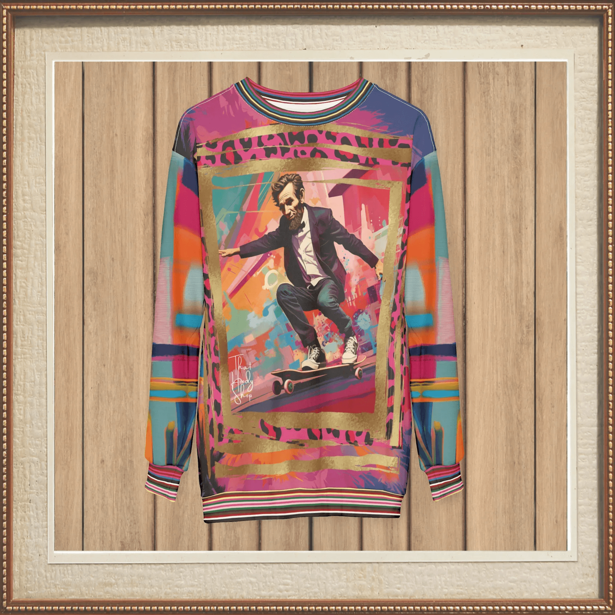 Abe Lincoln Landshark Animal Print Colorblock Unisex Sweatshirt (Gold Label)