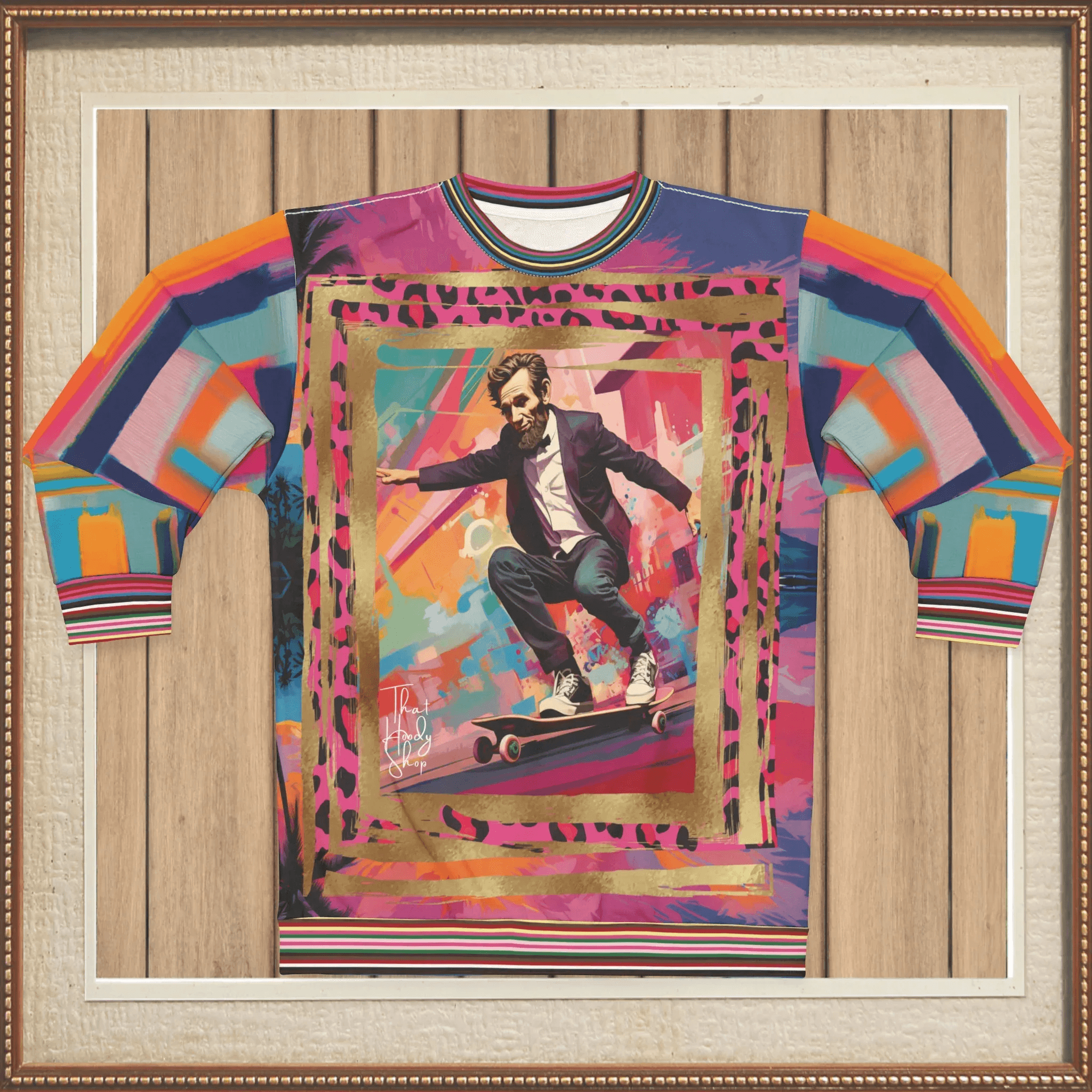 Abe Lincoln Landshark Animal Print Colorblock Unisex Sweatshirt (Gold Label)