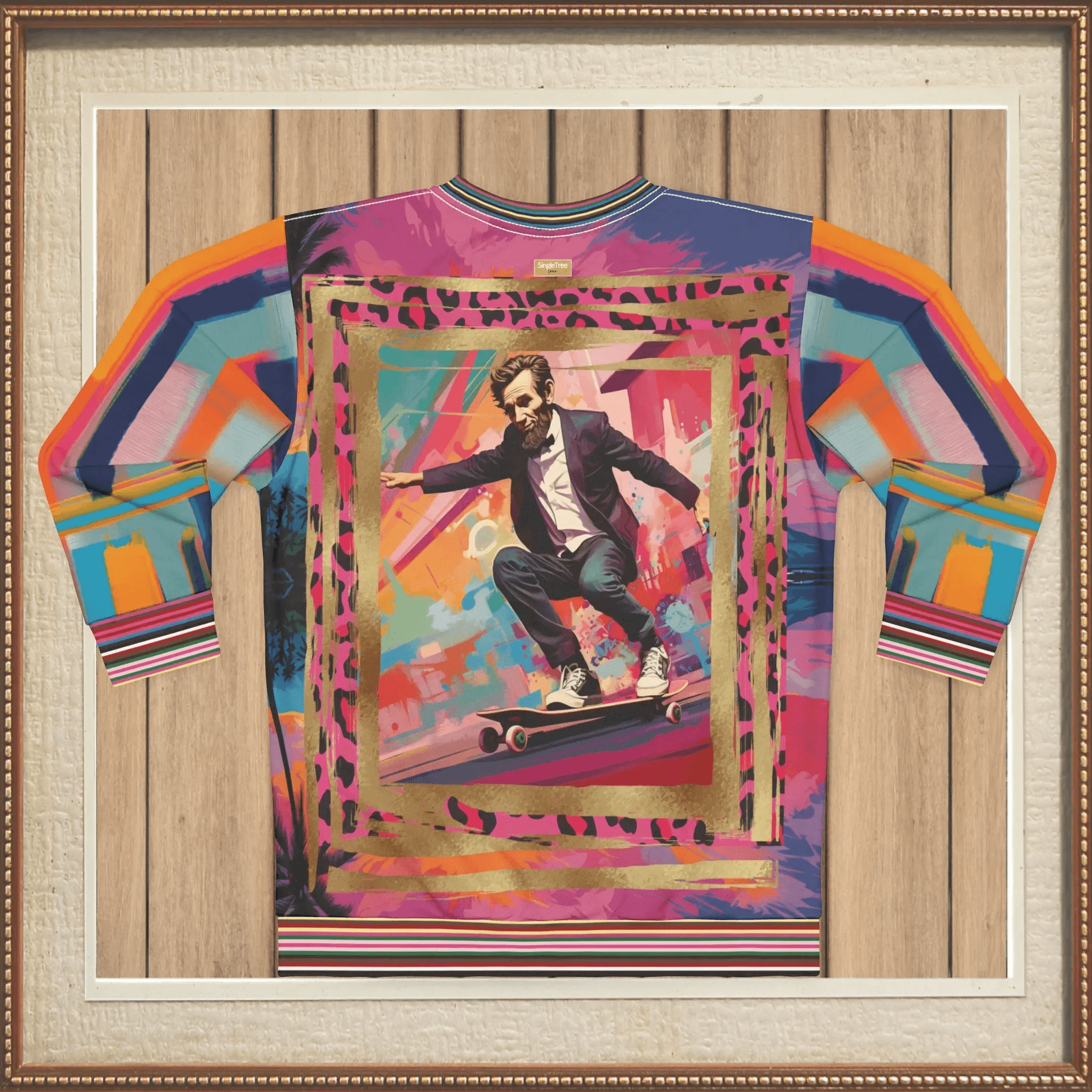 Abe Lincoln Landshark Animal Print Colorblock Unisex Sweatshirt (Gold Label)