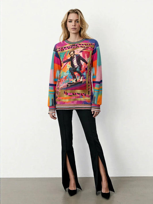 Abe Lincoln Landshark Animal Print Colorblock Unisex Sweatshirt (Gold Label)