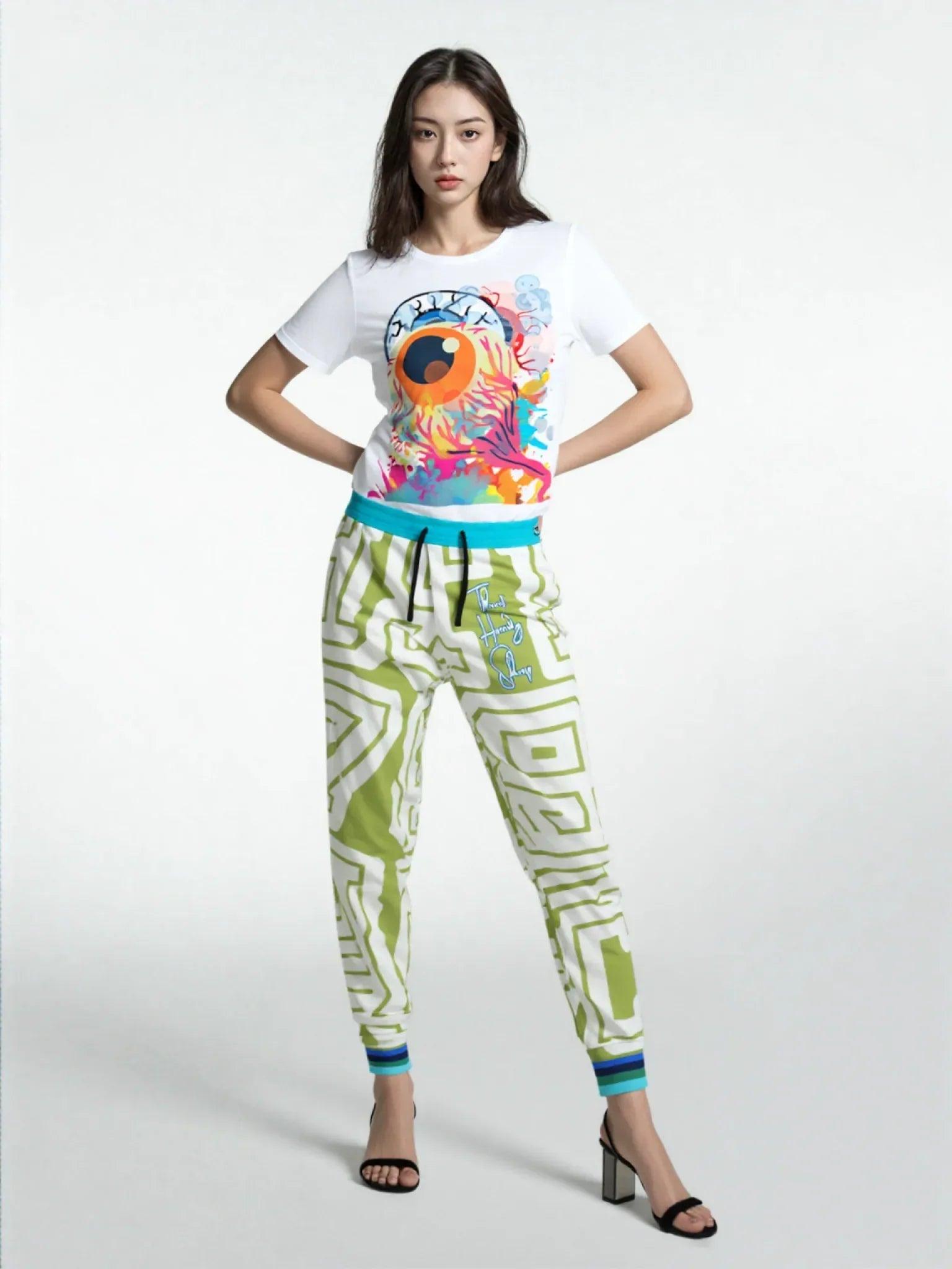 THS 1976 CA Monogram in Apple Green Eco-Poly Unisex Joggers